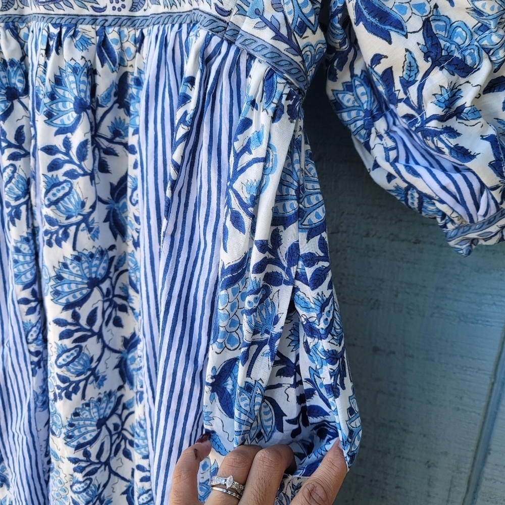 Cynthia Cazort Collins Floral Midi Dress size S/M Blue White - Picture 5 of 13